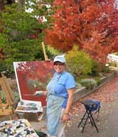Painter capturing fall colors